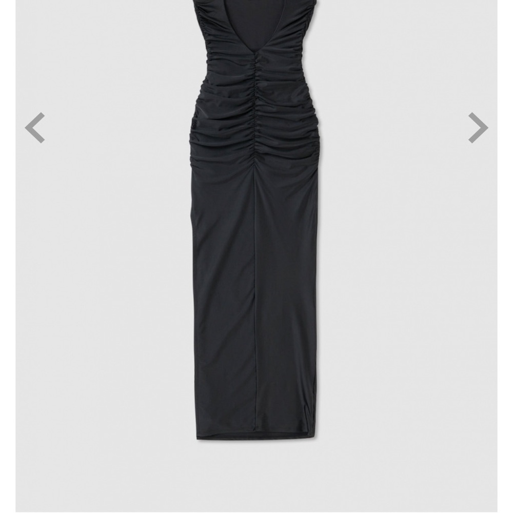 Good American Black Ruched Maxi Dress